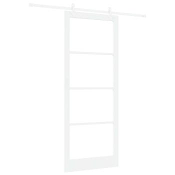 Schiebetür 93 x 232 cm Massivholz Kiefer und Glas Weiß