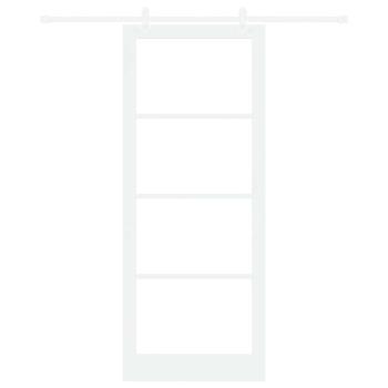 Schiebetür 93 x 232 cm Massivholz Kiefer und Glas Weiß