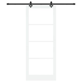 Schiebetür Weiß 93 x 232 cm Massivholz Kiefer und Glas