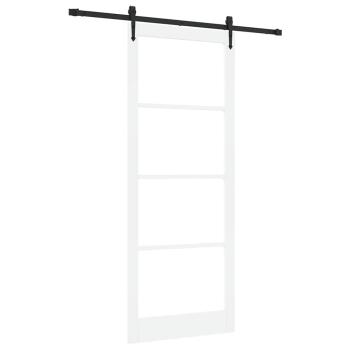 Schiebetür 93 x 232 cm Massivholz Kiefer und Glas Weiß