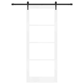 Schiebetür 93 x 232 cm Massivholz Kiefer und Glas Weiß