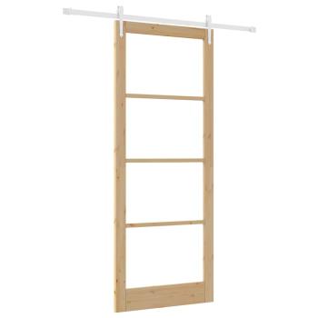 Schiebetür 93 x 232 cm Massivholz Kiefer und Glas Natur
