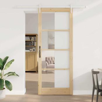ARDEBO.de - Schiebetür 93 x 232 cm Massivholz Kiefer und Glas Natur