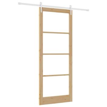 Schiebetür 93 x 232 cm Massivholz Kiefer und Glas Natur