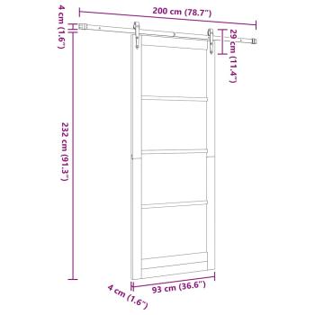 Schiebetür Weiß 93 x 232 cm Massivholz Kiefer und Glas