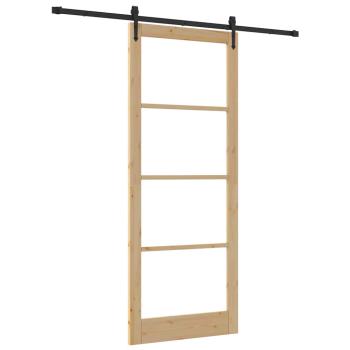 Schiebetür ORKDAL 93 x 232 cm Massivholz Kiefer und Glas Natur