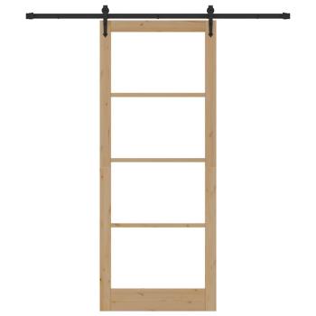 Schiebetür ORKDAL 93 x 232 cm Massivholz Kiefer und Glas Natur