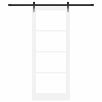 Schiebetür ORKDAL 93 x 232 cm Massivholz Kiefer und Glas Weiß