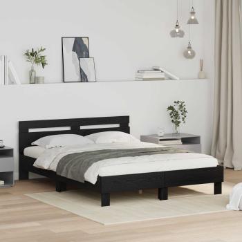 ARDEBO.de - Bettrahmen Schwarz Eichen-Optik 140 x 200 cm Holzwerkstoff
