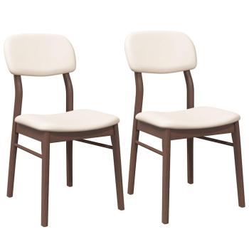 Esszimmerstühle mit Kissen 2 Stk. Braun Massivholz Gummibaum