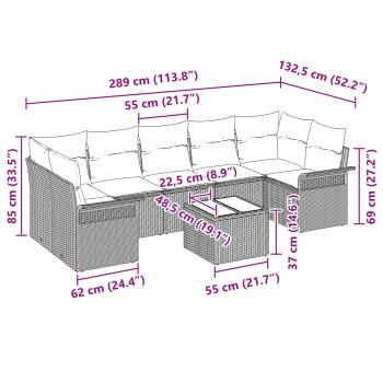 Gartensofa-set 8 pcs Braun Poly-Rattan