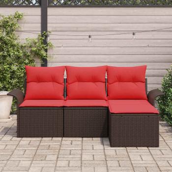 Gartensofa-set 4 stk. Braun Poly-Rattan