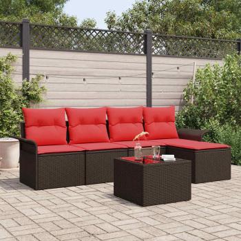 ARDEBO.de - Gartensofa-set 6 stk. Braun Poly-Rattan