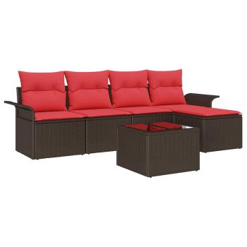 Gartensofa-set 6 stk. Braun Poly-Rattan