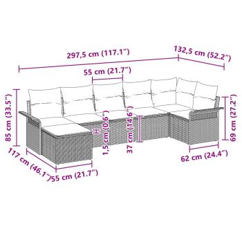 Gartensofa-set mit Kissen Braun Poly-Rattan