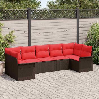 ARDEBO.de - Gartensofa-set 7 stk. Braun Poly-Rattan