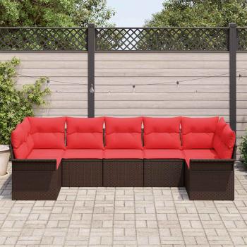 Gartensofa-set 7 stk. Braun Poly-Rattan