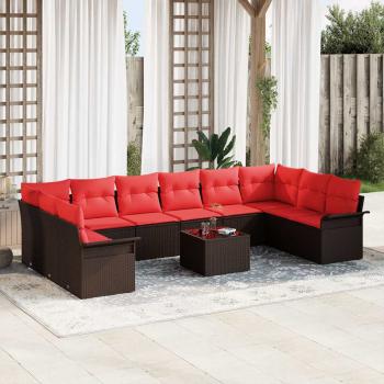 ARDEBO.de - Gartensofa-set 11 stk. Braun Poly-Rattan