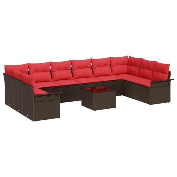 Gartensofa-set 11 stk. Braun Poly-Rattan