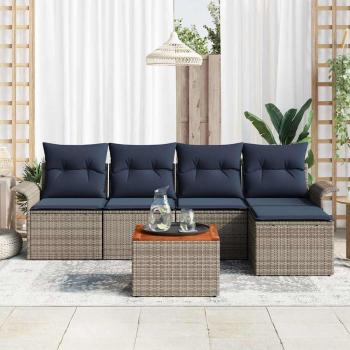 Gartensofa-set mit Kissen 6 pcs Grau Poly-Rattan