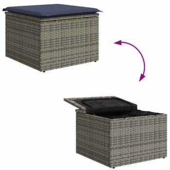 Gartensofa-set mit Kissen 8 pcs Grau Poly-Rattan