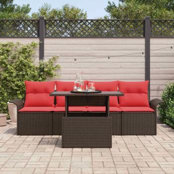 Gartensofa-set mit Kissen 5 pcs Braun Poly-Rattan