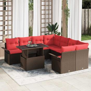 ARDEBO.de - Gartensofa-set 9 stk. Braun Poly-Rattan