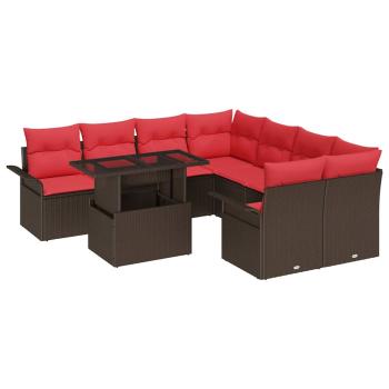 Gartensofa-set 9 stk. Braun Poly-Rattan