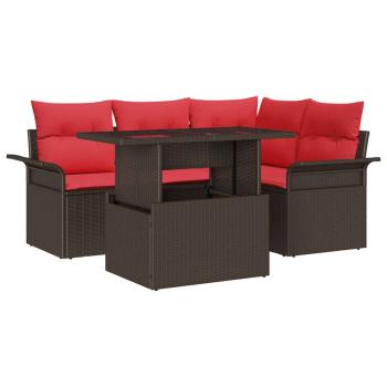 Gartensofa-set 5 stk. Braun Poly-Rattan