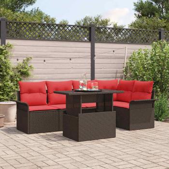 ARDEBO.de - Gartensofa-set 6 stk. Braun Poly-Rattan