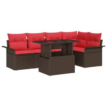 Gartensofa-set 6 stk. Braun Poly-Rattan