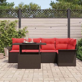 Gartensofa-set 6 stk. Braun Poly-Rattan