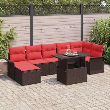ARDEBO.de - Sofa Set mit Kissen 8 pcs Braun Poly-Rattan
