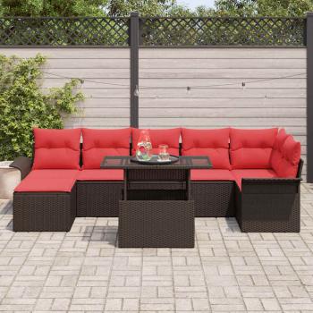 Sofa Set mit Kissen 8 pcs Braun Poly-Rattan