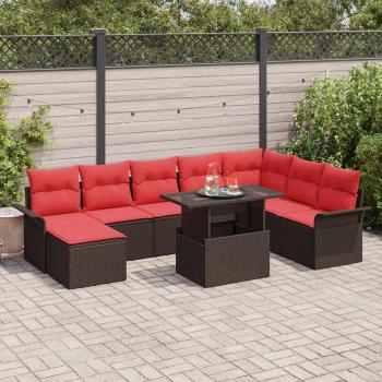 ARDEBO.de - Gartensofa-set mit Kissen 9 pcs Braun Poly-Rattan