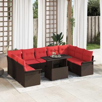 ARDEBO.de - Sofa Set 10 stk. Braun Poly-Rattan
