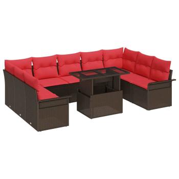 Sofa Set 10 stk. Braun Poly-Rattan