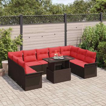 Sofa Set 10 stk. Braun Poly-Rattan