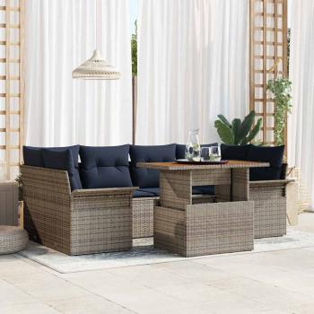 ARDEBO.de - Garten-Sofa-Set mit Kissen 7 pcs Grau und Marineblau