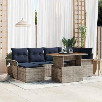 ARDEBO.de - Garten-Sofa-Set mit Kissen 7 pcs Grau und Marineblau
