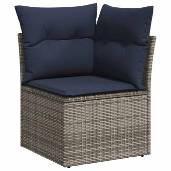 Gartensofa-set 11 pcs Grau und Marineblau Poly-Rattan
