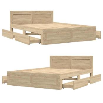 Bettrahmen mit Schubladen Sonoma 137 x 188 cm Holzwerkstoff