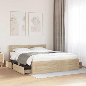 ARDEBO.de - Bettrahmen 2 stk. Sonoma 153 x 203 cm Holzwerkstoff