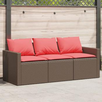 ARDEBO.de - Gartensofa mit Kissen 3-Sitzer Braun Poly Rattan