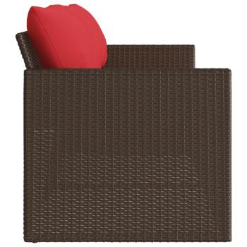 Gartensofa mit Kissen 3-Sitzer Braun Poly Rattan