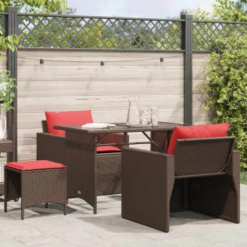 ARDEBO.de - 4-tlg. Garten-Sofagarnitur mit Kissen Braun Poly Rattan