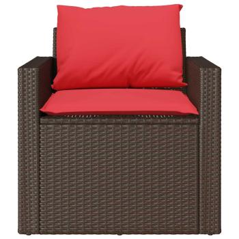 4-tlg. Garten-Sofagarnitur mit Kissen Braun Poly Rattan