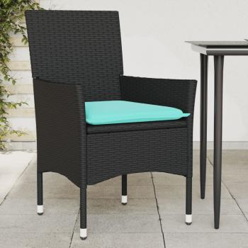 ARDEBO.de - Gartenstühle mit Kissen 2 Stk. Schwarz Poly Rattan