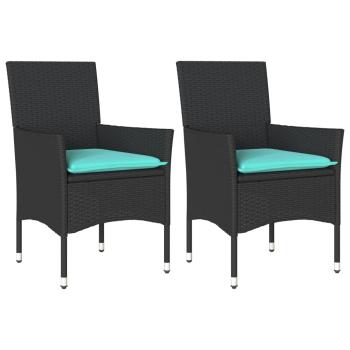 Gartenstühle mit Kissen 2 Stk. Schwarz Poly Rattan