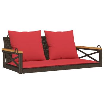 Hängebank mit Kissen Braun 109x62x40 cm Poly Rattan